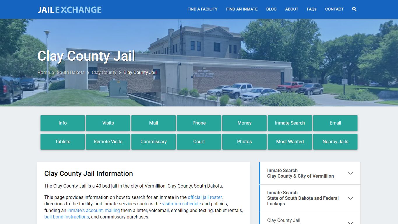 Clay County Jail, SD Inmate Search, Information